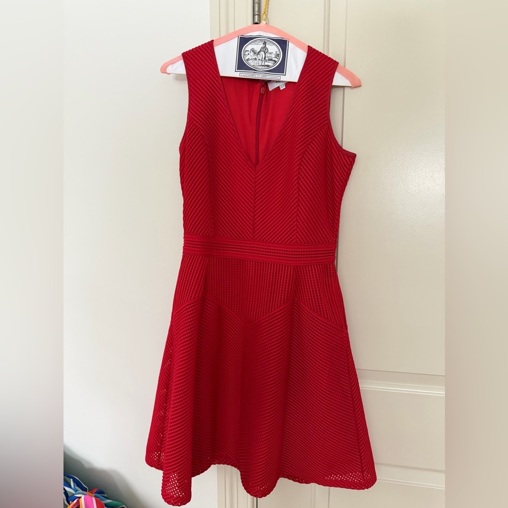 Reiss Vibrant Red Textured Mini Dress